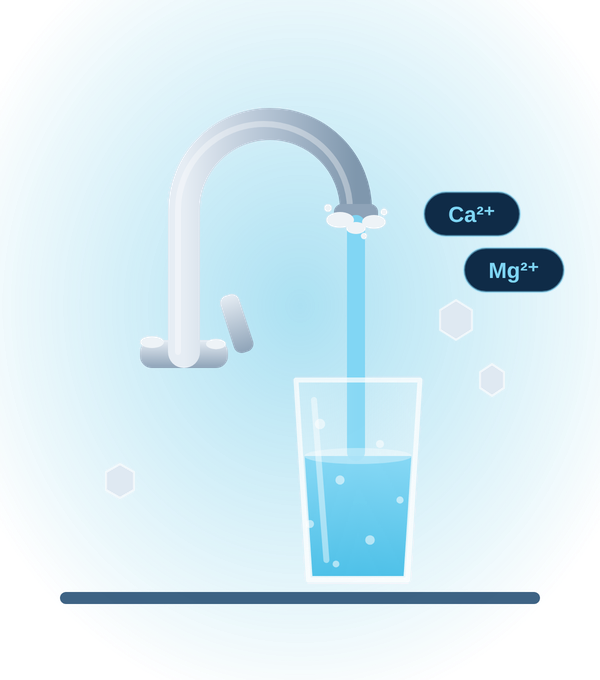 Hard water: scale on a faucet and spots on a glass — water softener, Portage MI