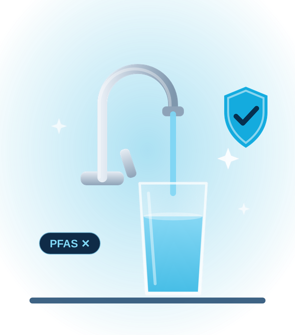 Clean drinking water from an under-sink reverse osmosis faucet — PFAS removal, NSF/ANSI 58