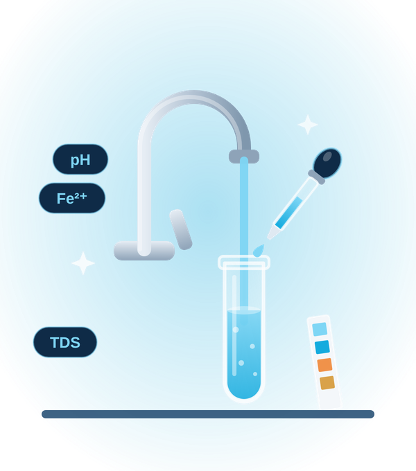 Water test kit: test tube, dropper and test strip